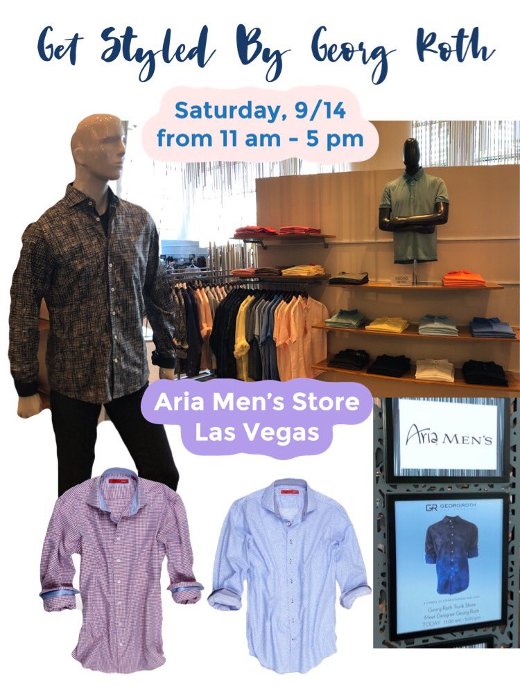 GeorgRothLA's tweet image. TOMORROW’S the day!  Get STYLED by Georg himself at @arialv! Come to the Men’s Store &amp;amp; check out our Pima Cotton #Tees &amp;amp; #Polos and our incredible #ButtonDowns 🤩 #lv
#lasvegas #mensfashion #shopping #weekend #tgif #fridaymotivation #fridaynight #tshirt #buttondown #aria #casino