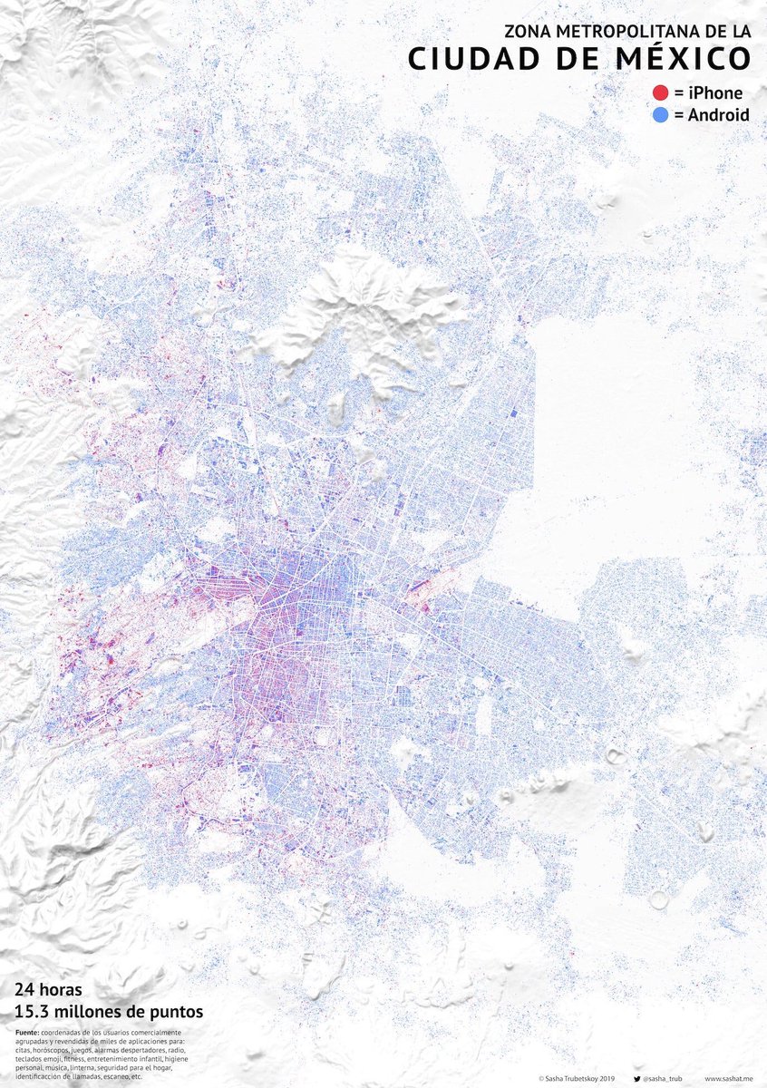 sabio28's tweet image. ¿Que tipo de celular se usa más en #CDMX? @sasha_trub se dedica hacer mapas y logró este sobre los celulares más usados en la Ciudad de México. #celulares #iPhobe #Android || 

🔴 = iPhone
🔵 = Android  

¿Cual usas tu?  🇲🇽||