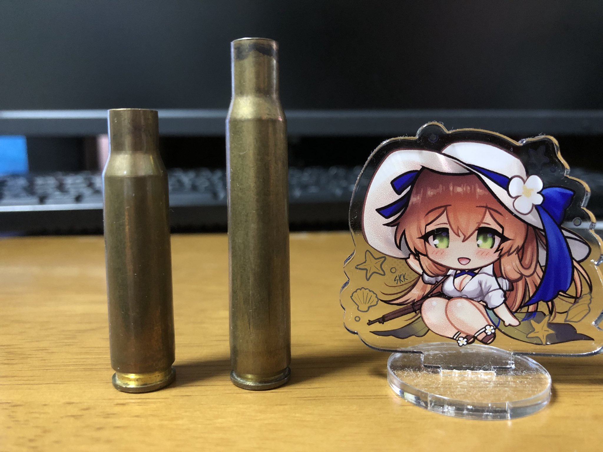 ট ইট র ゲイリー 少戦k 37 大昔にもらった 308ウィンチェスター弾 7 62x51mm と 30 06スプリングフィールド弾 7 62x63mm の空薬莢 比べてみるとでっか となる