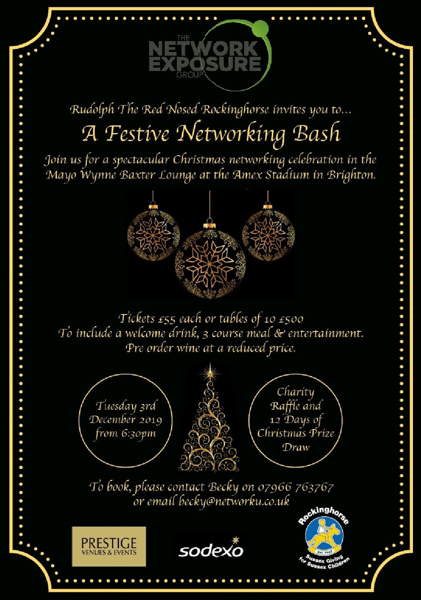 3.12.19 We are Rocking for <a href="/Rockinghorse67/">Rockinghorse Children's Charity</a> at the Amex! Be great to see as many friendly faces there as possible. £55 a ticket or £500 a table of 10, includes welcome drink, 3 course meal and live entertainment (that's us 😁🤟🎤🎸🎸🥁). Email becky@networku.co.uk for tickets 👍