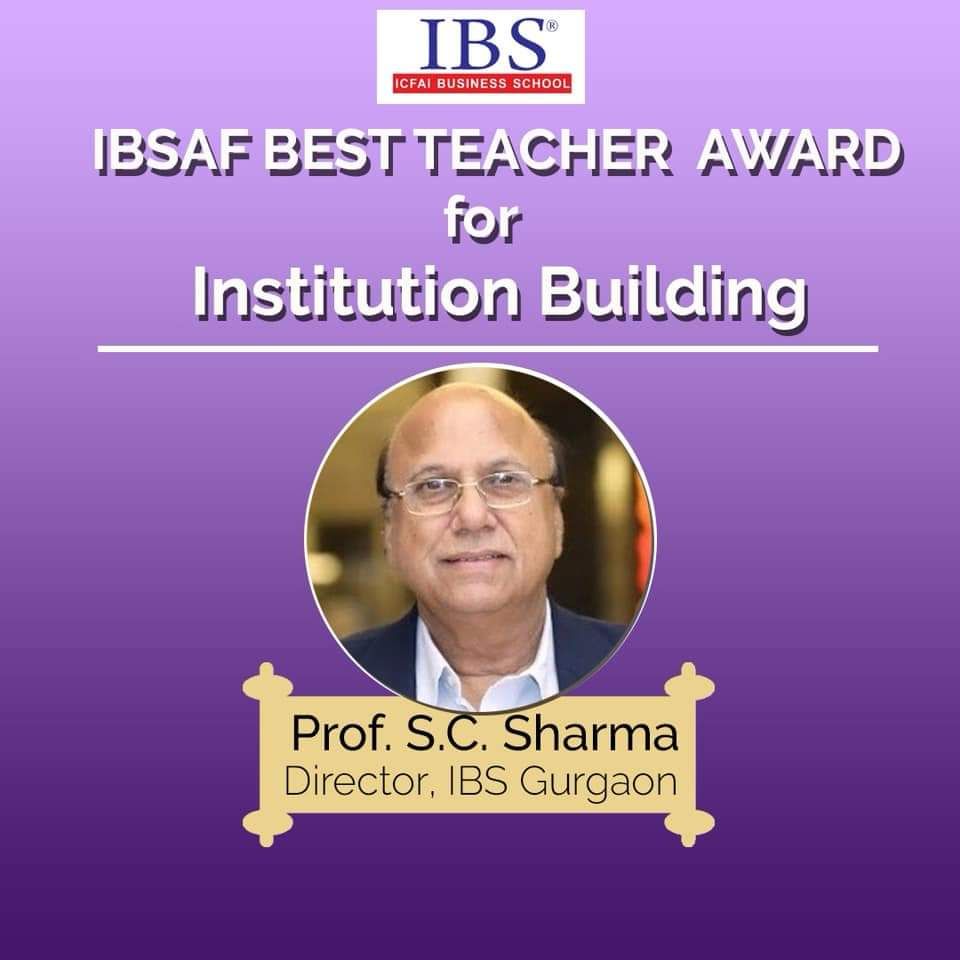 gurgaonibs's tweet image. Prof. @scsharmaibs S.C. Sharma, Director IBS Gurgaon was honoured with the Institutional Building Award at the IBSAF Awards 2019 for his continuous endeavours towards institutional growth.

#IBSAF2019 #IBSGurgaon @IBSIndia1 #Institutionalbuilding #IBSAT2019 #NewAgeLeadership