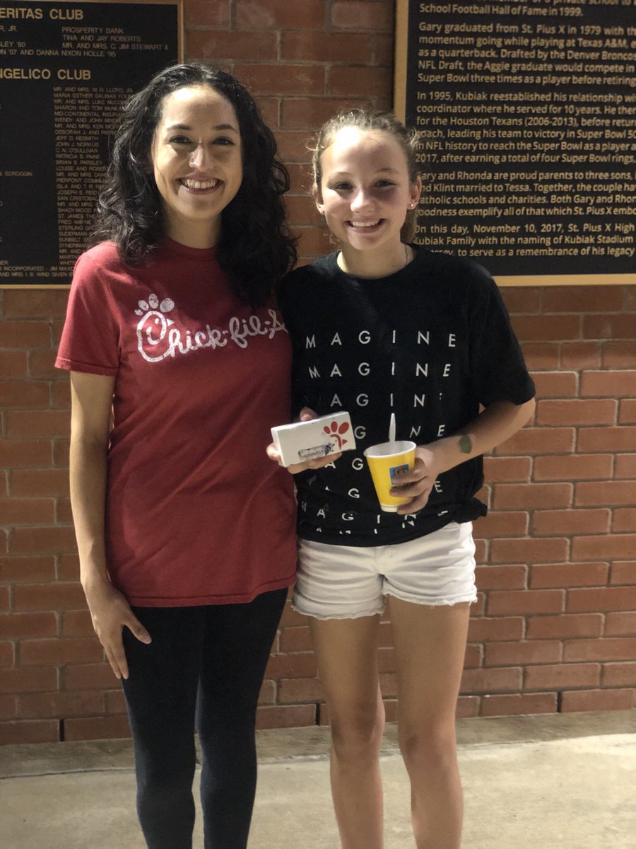 cfa610shepherd's tweet photo. 🥳Congratulations to fellow @StPiusX lover Marcelle! She won our 52 weeks of Chick-fil-A box!! We hope you enjoy it and finish strong Panthers‼️
•
•
•
#stpiusx #stpiusfootball #cfagiveaway #cfa610shepherd https://t.co/rWTw4JSG9c