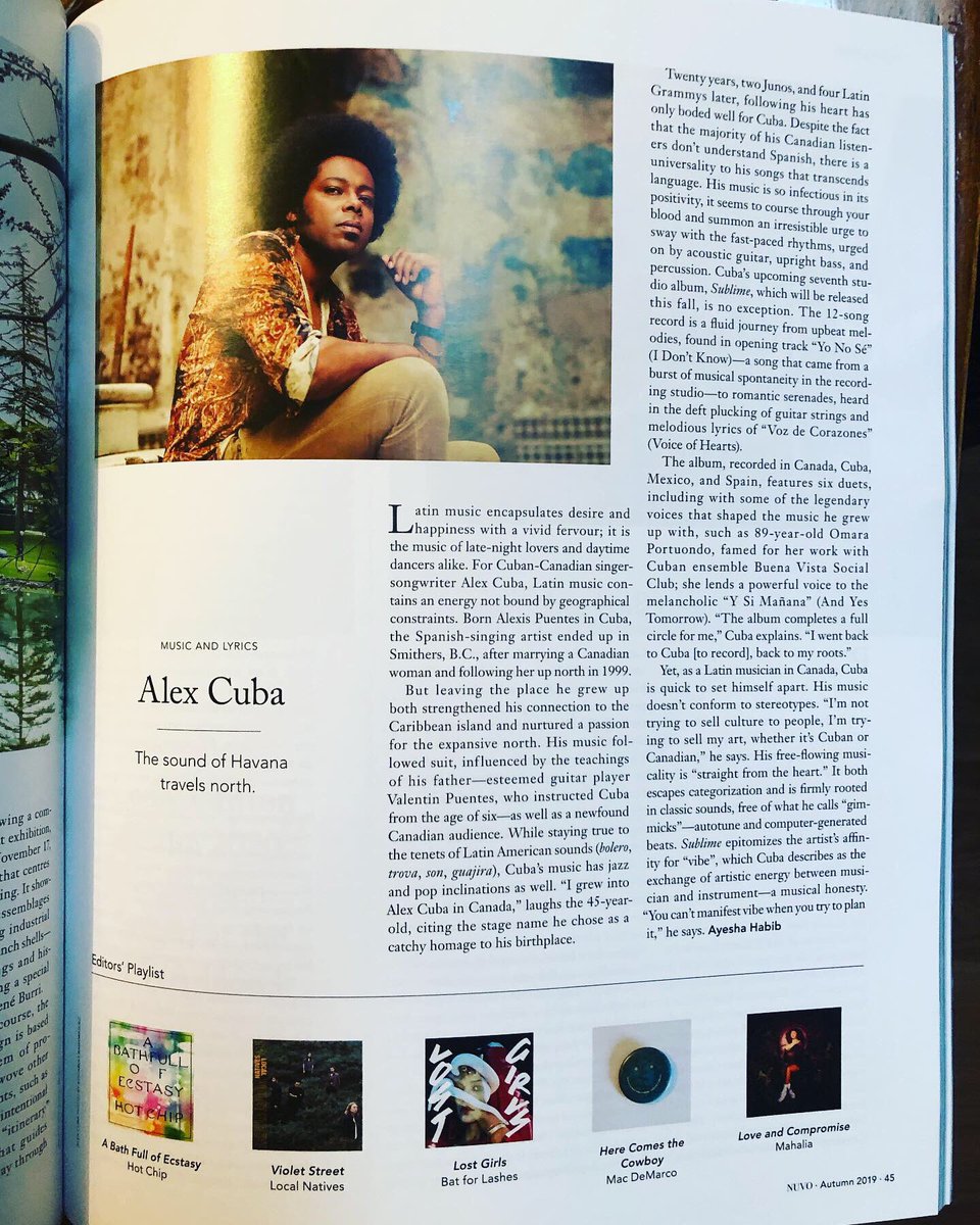 Just got back home in Smithers, home sweet home, and happy to find this great article on the Canadian magazine NUVO @nuvomag written by @ayeshahabib.blog
•
•
•
#alexcuba #cubancanadiansingersongwriter #newalbum #nuevodisco #sublime #nuvomagazine #ayeshahabib