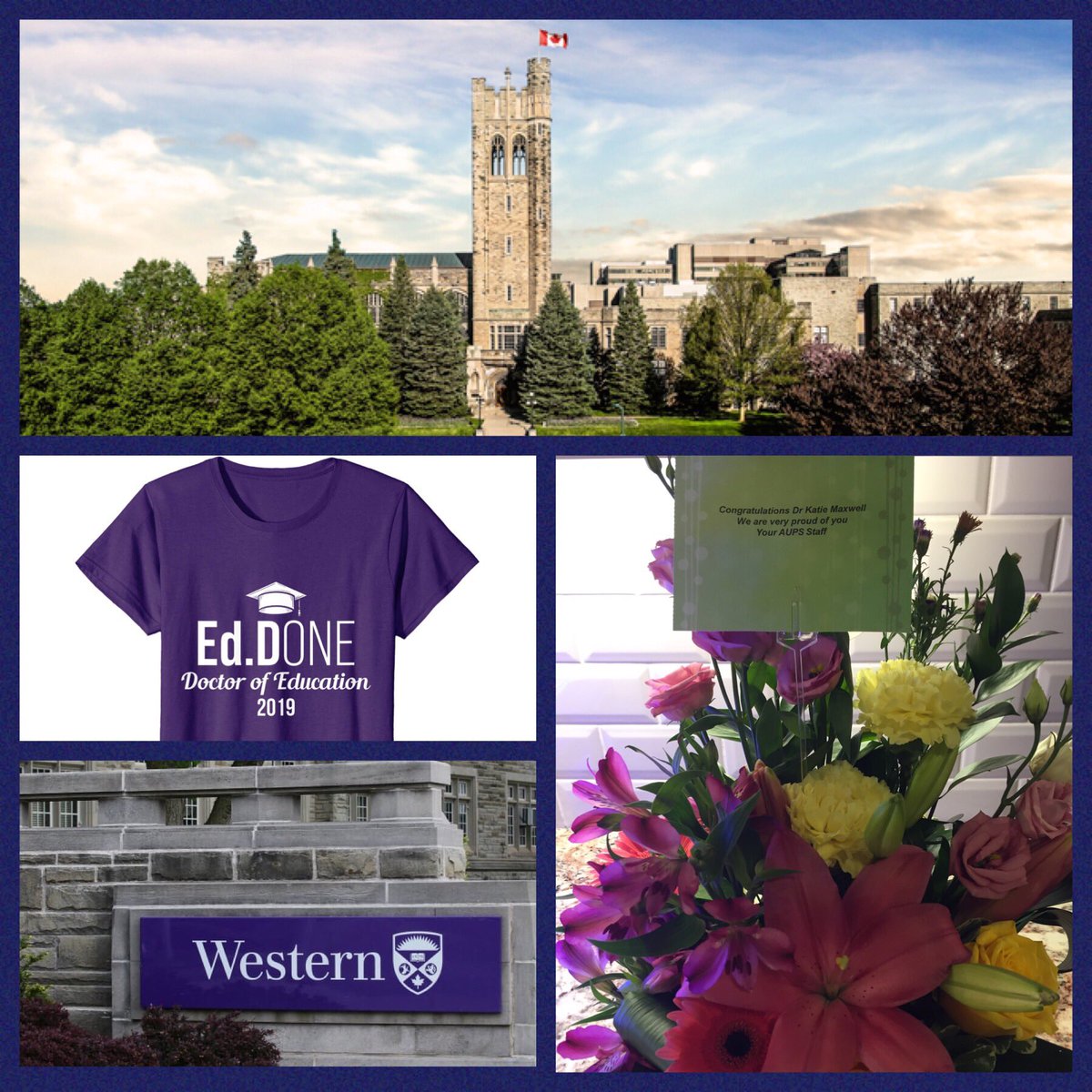 DrKatieMaxwell's tweet photo. Thank you to @allistonunion staff for celebrating this week with me!  Joy, excitement, and a little disbelief that the journey is now complete in earning a Doctor of Education degree from @westernuEdu #FallConvocation2019 Can’t wait! https://t.co/pENOGGRh2s
