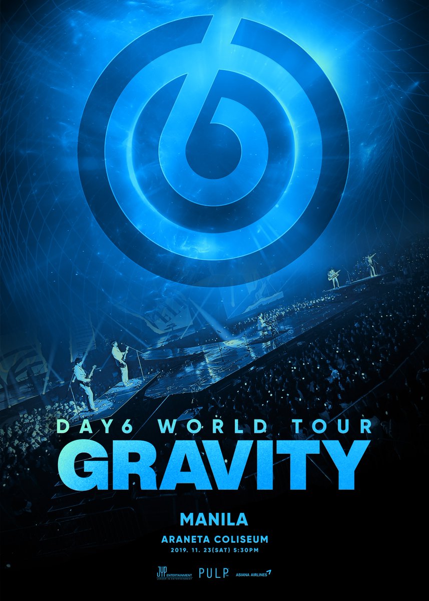 Globally-renowned Korean Pop-Rock band, DAY6 is heading back to Manila for their latest and the grandest tour to date! PULP Live World is proud to present #DAY6GRAVITYinMNL which happens on 11/23 5:30pm at the Araneta Coliseum.

Stay tuned for more info in the coming days!