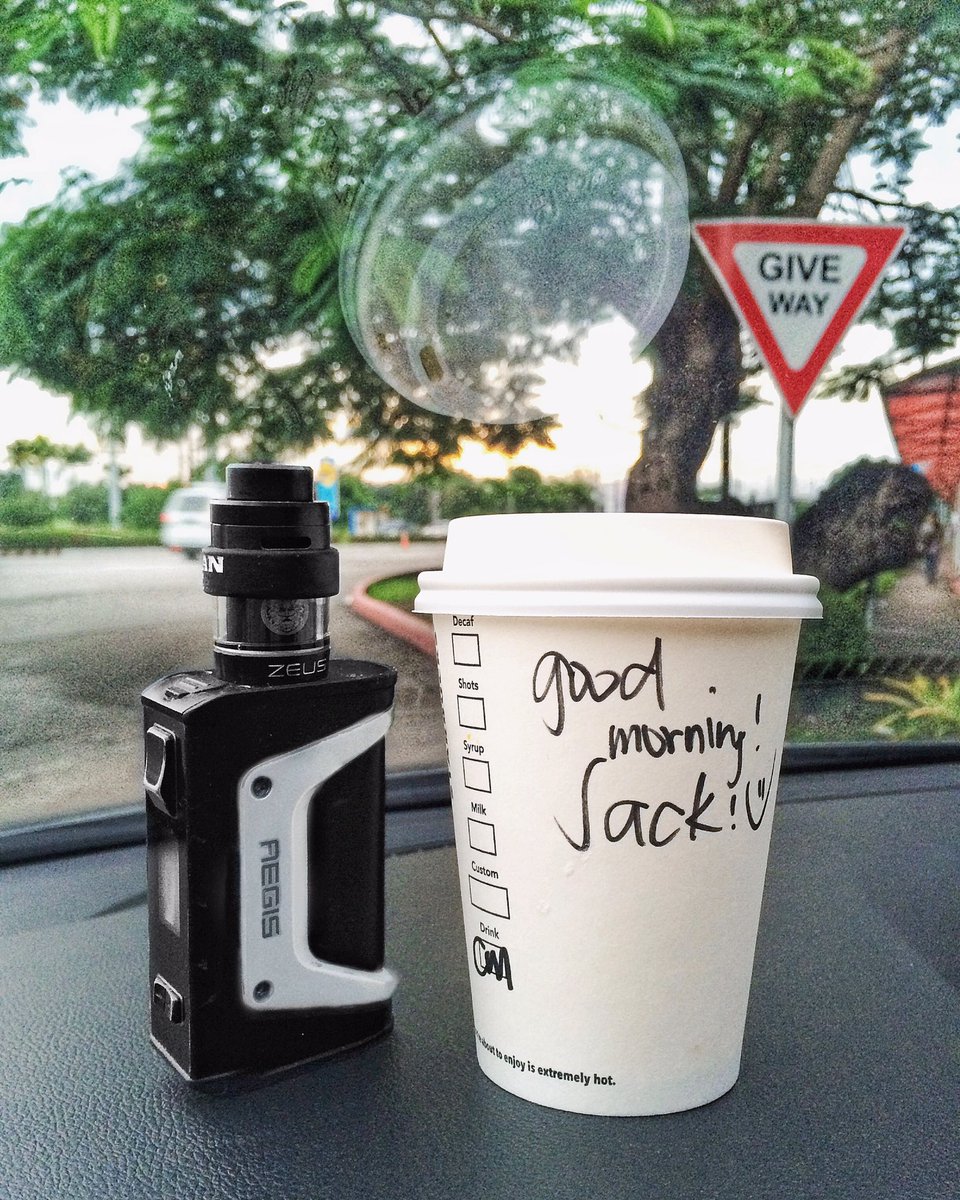 DJJackTravis's tweet photo. I love getting coffee in the morning, parking at the side of the road and just watch the world go by... #starbucks #coffee #goodmorning #geekvape #aegislegend #vape #vapelife https://t.co/glHBI71Ogz