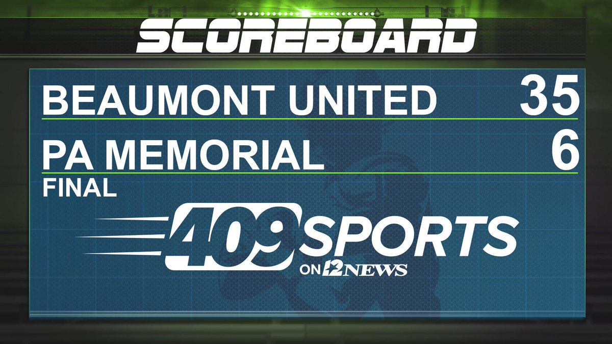 12NewsNow's tweet photo. Beaumont United 35
Port Arthur Memorial 6
FINAL
MORE #409Sports SCORES | https://t.co/6o8nSe6JHc https://t.co/kwxgP66HQi