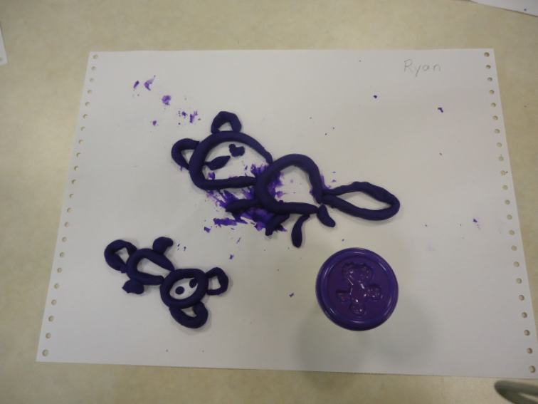 Favorite Eric Carle characters made of Play-Doh - the bear from The Honeybee &amp; The Robber and the fox from Hello, Red Fox.  An engaging library project!  Thank you Mrs. Chaplin and Quinn Rollins. #bathschoolsrock