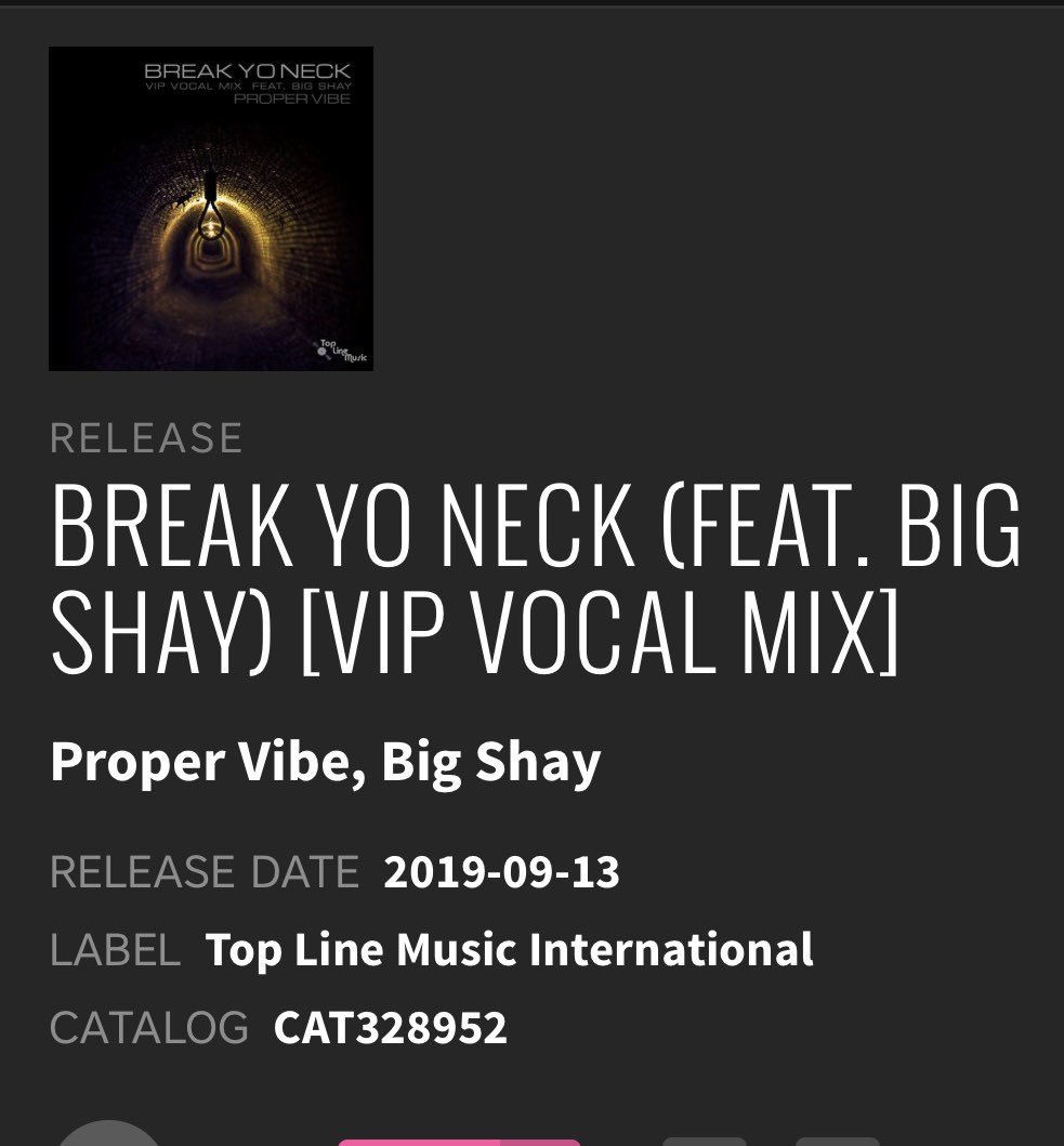 Top_Line_Music's tweet photo. AVAILABLE NOW EVERYWHERE! 🔥
Break Yo Neck - VIP VOCAL MIX (featuring Big Shay)
@proper_vibe 

#electrohouse #yyc #edmfamily #dj #edm #itunes #beatport #pitchfork #youredm #songexploder
#dancingastronaut #edmsauce #indieshuffle #thissongissick #electrobuzz
#undertheradar https://t.co/p0pGOWDgqw
