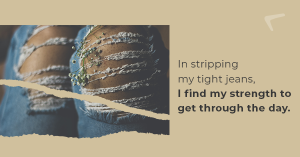 rebellepads's tweet photo. In stripping my tight jeans,
I find my strength to conquer the day.
#BeingComfy #RippedJeans #ComfortLevel100 #EmpoweredWomen https://t.co/tzYRZwMBon