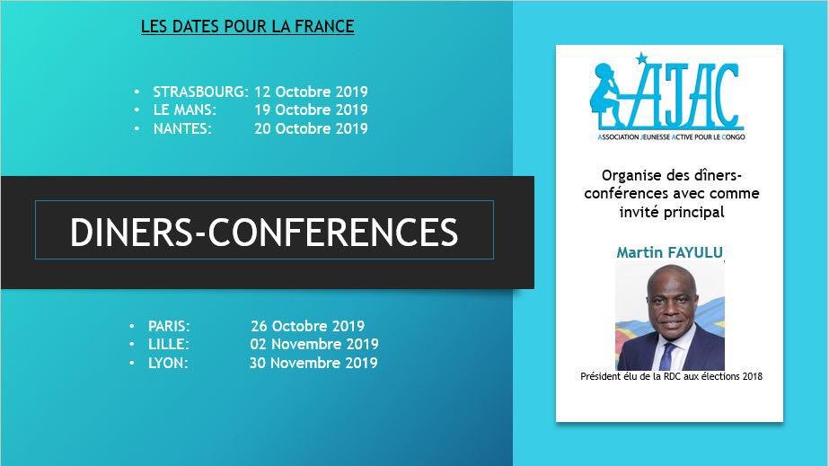 congoeve's tweet photo. 🛑Europe 
L’Association Jeunesse Active pour le Congo (AJAC) organise des dinners-conferences dans différentes villes européennes avec comme orateur principal @MartinFayulu @ECiDeRDC @coalitionlamuka @_Lamuka @JeanmarcKabunda @MbamuPatrick https://t.co/dPkVm7KXgu