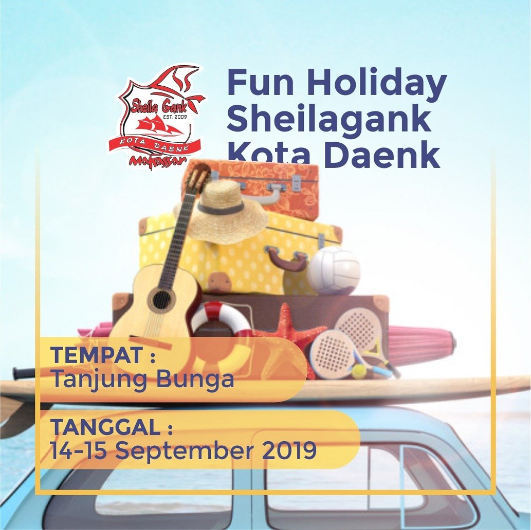 TODAY ! 
Fun Holiday With Sheilagank KotaDaenk 
📆 : 14-15 September 2019
📍 : Tanjung Bunga 
⌚ : Pukul 16.00-Selesai
Don't Miss It 😚✌
.
.
.
#sheilon7 #sheilagank #sheilagankkotadaenk #funholiday #jalanterus #backupsingerofsheilaon7