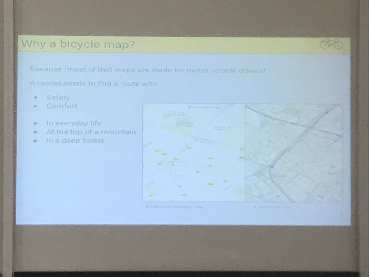 bbilloud's tweet image. LT #SotM2019 @LucasVerney and Florimond Berthoux talking about #CyclOSM project 🚲🗺 #OSM #map #bicycle #Paris