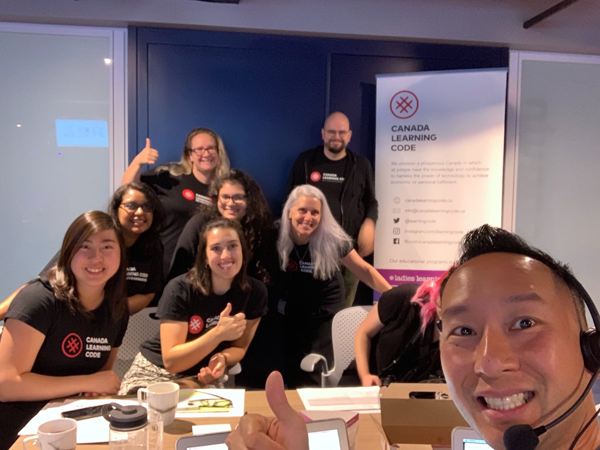 learningcode's tweet image. #llcCodeDay is a GO and we can't stop smiling. Thumbs up all around! Are you joining us via live stream? Check out some of the team members supporting behind the scenes @gruvymom @erinn_bee @danielleeiiy @yara_says #CodeTimeGoTime