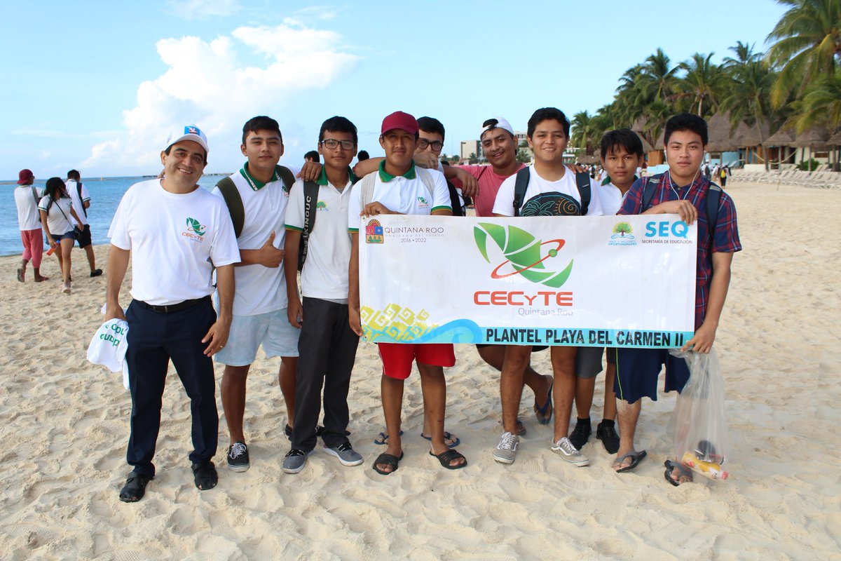 CecytePlaya2's tweet photo. “Limpieza Internacional de Costas y Cuerpos de Agua 2019”

#OrgulloCECYTE #cecyteqroo 
El día de hoy los alumnos del CECyTE plantel Playa del Carmen II se dieron cita a las 7:30 en la Playa "Shangri-La" para realizar labores de limpieza y recolecta de diversos tipos de desechos. https://t.co/d3ci5Wap6r