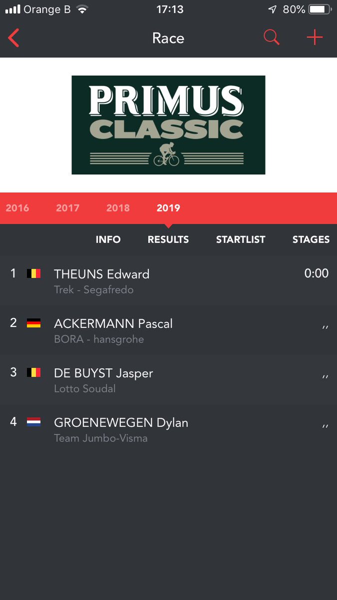 ❤️ strong ride today... and exciting finish!! Congrats <a href="/EdwardTheuns/">Edward Theuns</a> 🥇and <a href="/JasperDeBuyst/">Jasper De Buyst</a> 👏🏼for another podium