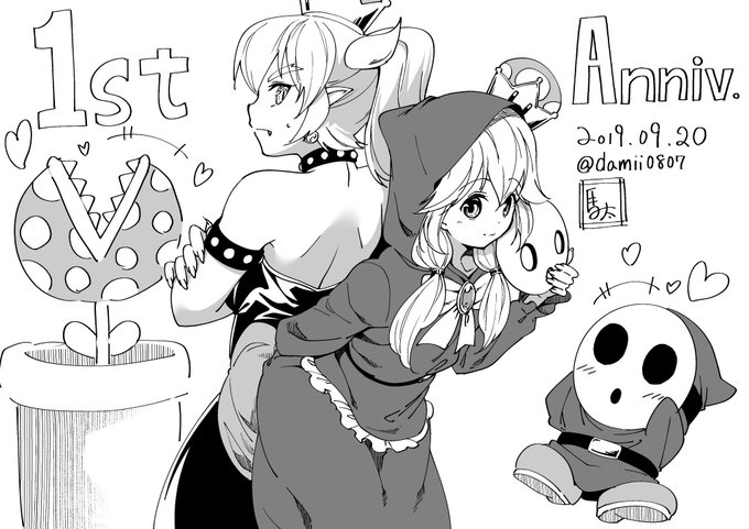 クッパ姫がTwitterに登場して一周年と聞いて。うちではヘイホー姫が活躍してくれたのでメインはヘイホー 