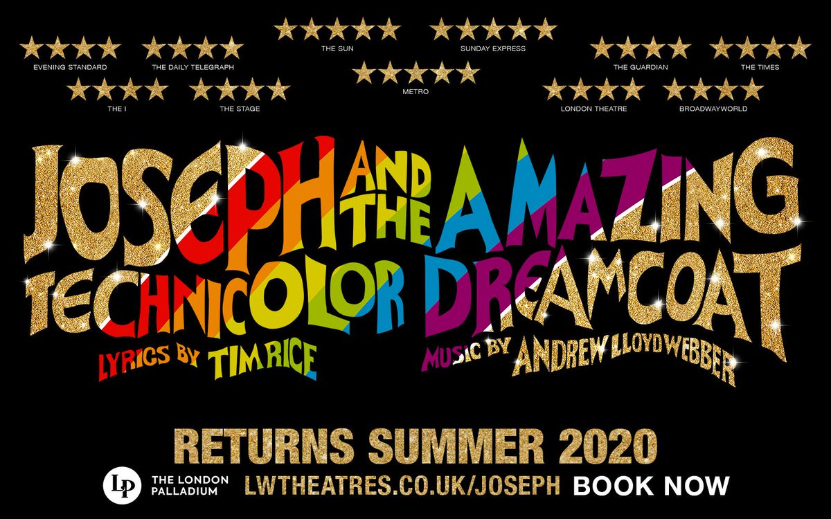 LondonPalladium's tweet photo. ICYMI: @JosephMusical is back at The London Palladium for a strictly limited 10-week run in summer 2020! Book your presale tickets here: https://t.co/tLfAGlfCoO #JosephsBack ππ« https://t.co/BrdWk6ff71