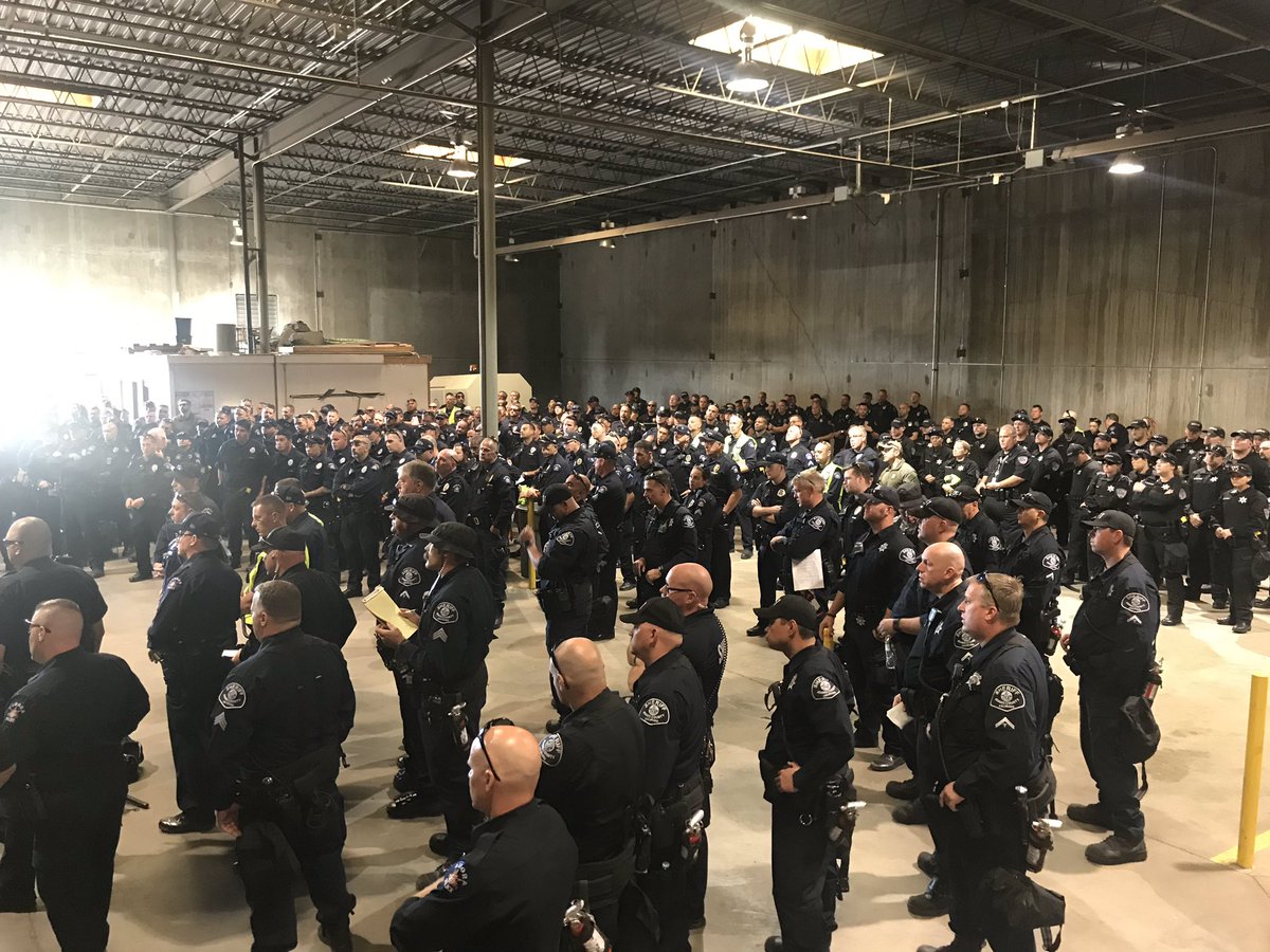 Code4Metz's tweet image. This morning’s roll call as we prepare for thousands of protestors who will exercise their 1st Amendment Rights  at the GEO-ICE Facility. We, along w/our mutual aid partners are optimistic attendees, despite their views, will be lawful&amp;amp;safe. We are ready to protect public safety.