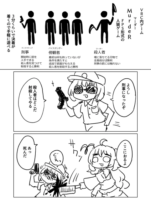 MurderっていうVRC内のゲームが面白いよっていう漫画
#VRC日記　#これがVRCだ 