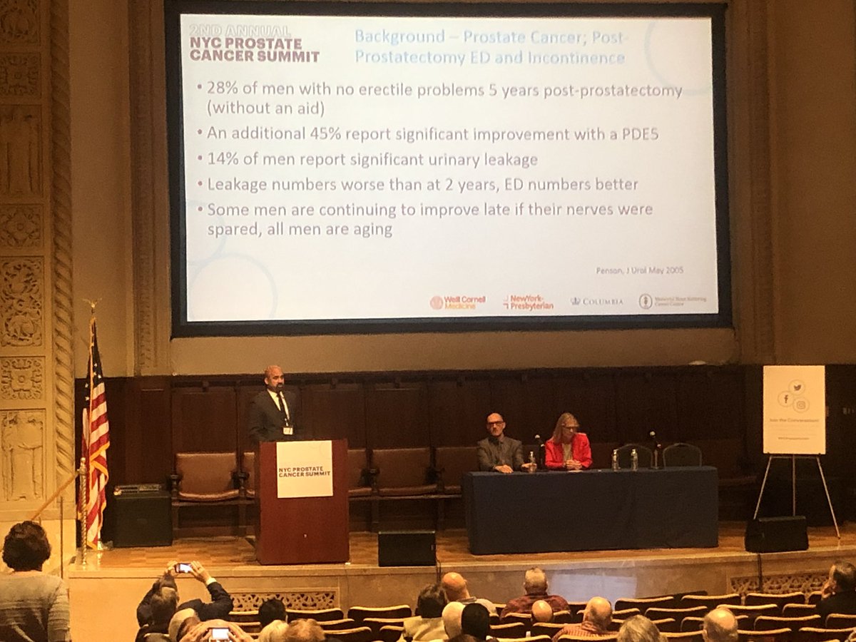 Important to balance and set expectations for sexual and urinary side effects for patients undergoing surgery or radiation for prostate cancer. #NYCProstateSummit @cornellGUcancer @ColumbiaMed @sloan_kettering