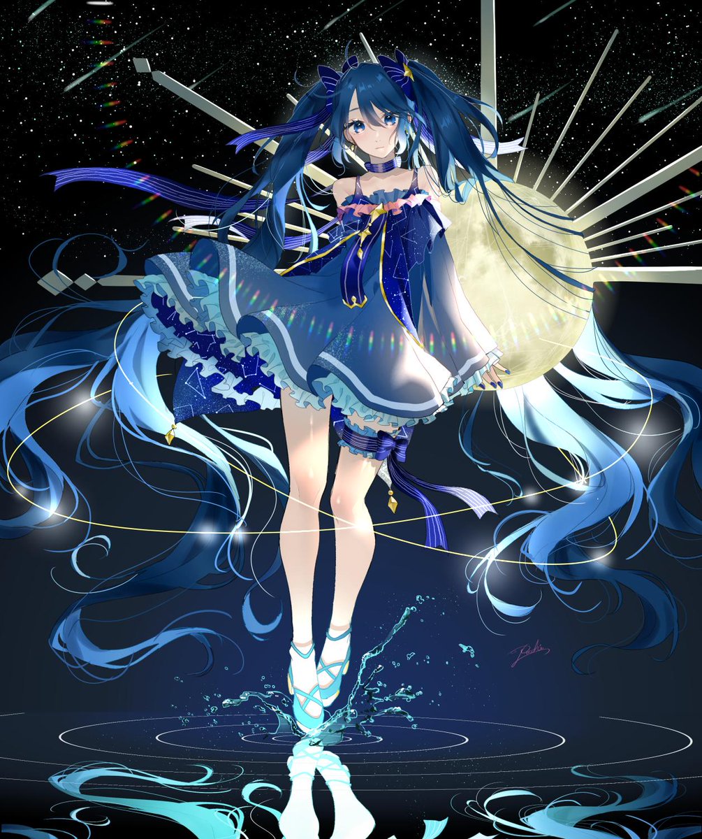 hatsune miku 1girl long hair solo dress very long hair twintails blue hair  illustration images