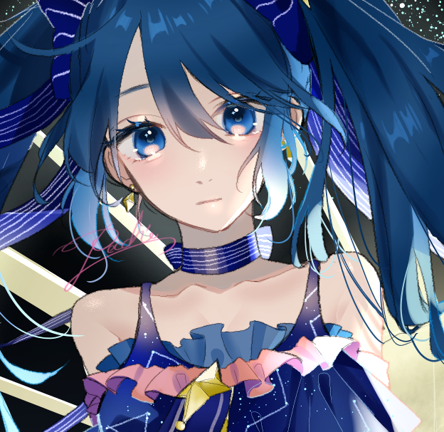 hatsune miku 1girl long hair solo dress very long hair twintails blue hair  illustration images