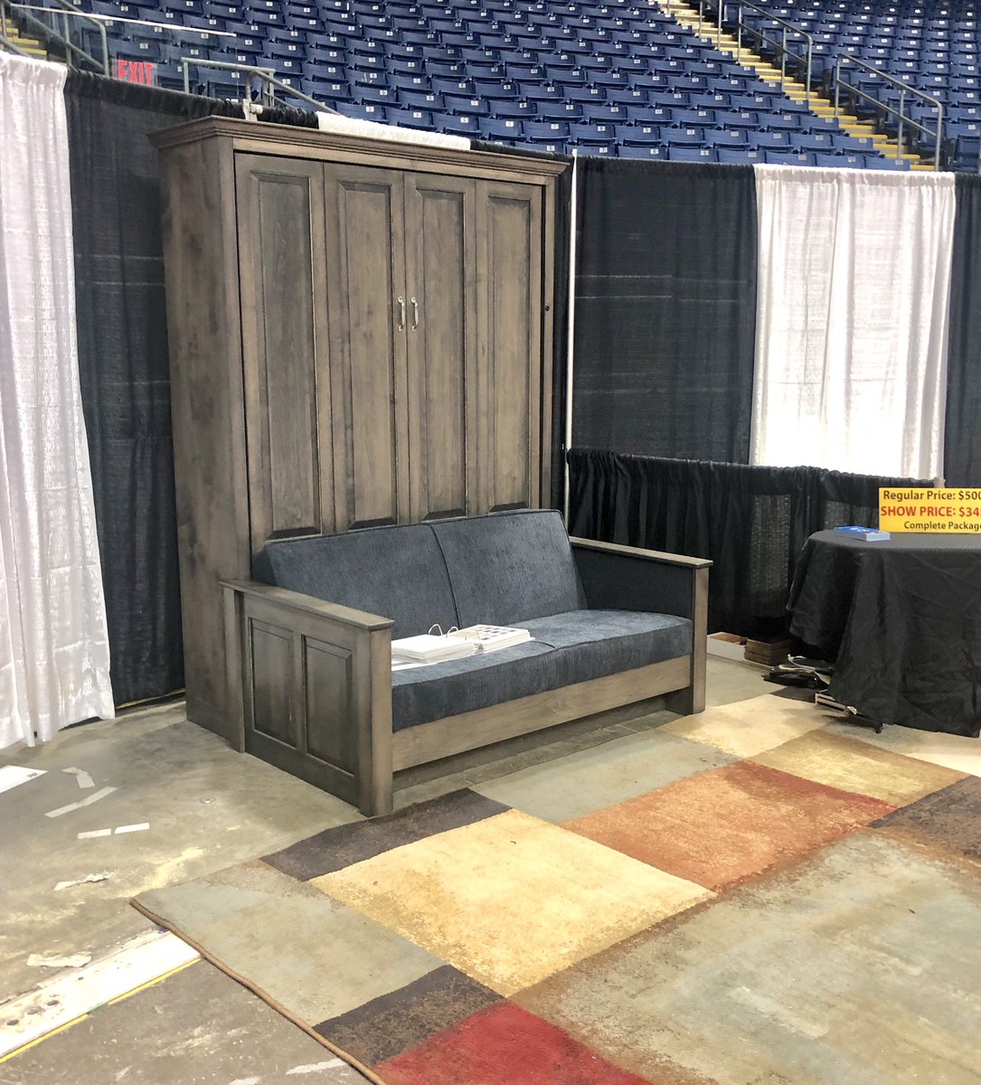 MurphybedsBroR1's tweet photo. We are at the Webster Bank Arena in Bridgeport, CT for the 2019 “Fall CT Better Home Show”! Booth #702 is ready to go & we’re here today until 4:00 so stop by to check it out! #Murphysofa #Freestanding #solidwood #nowallmountrequired #FallCTBetterHomeShow #nobodydoesitbetter https://t.co/NVtDLTxji3
