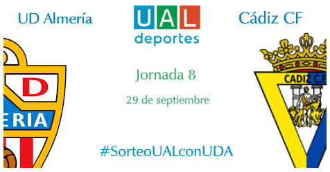 ualdeportes's tweet photo. #SorteoUALconUDA te lleva, la semana que viene, al fútbol ⚽️. Haz like, comparte y haz tu pronóstico del resultado para ganar uno de los 3 packs de 2 entradas que sorteamos esta semana en TW (¡2 en nuestro FB!). Importante, las bases 👉https://t.co/B6ULwXpUC5 https://t.co/Vro8HJMkQB