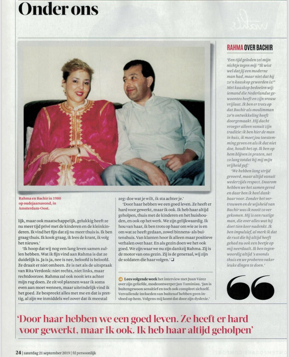 Bij ons geldt; achter elke succesvolle vrouw staat een sterke man. Dit geldt zeker voor Bachir. Ik ben enorm trots en blij met hem.