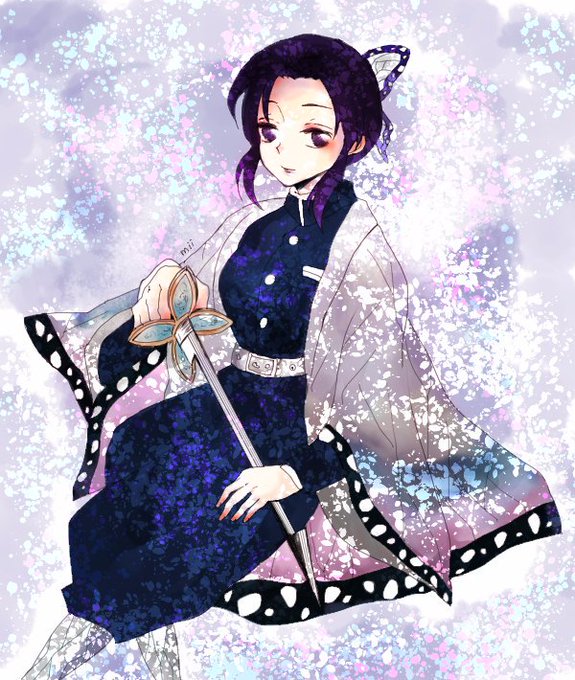 miiさんがTwitterに投稿した胡蝶しのぶ(鬼滅の刃)のイラスト。