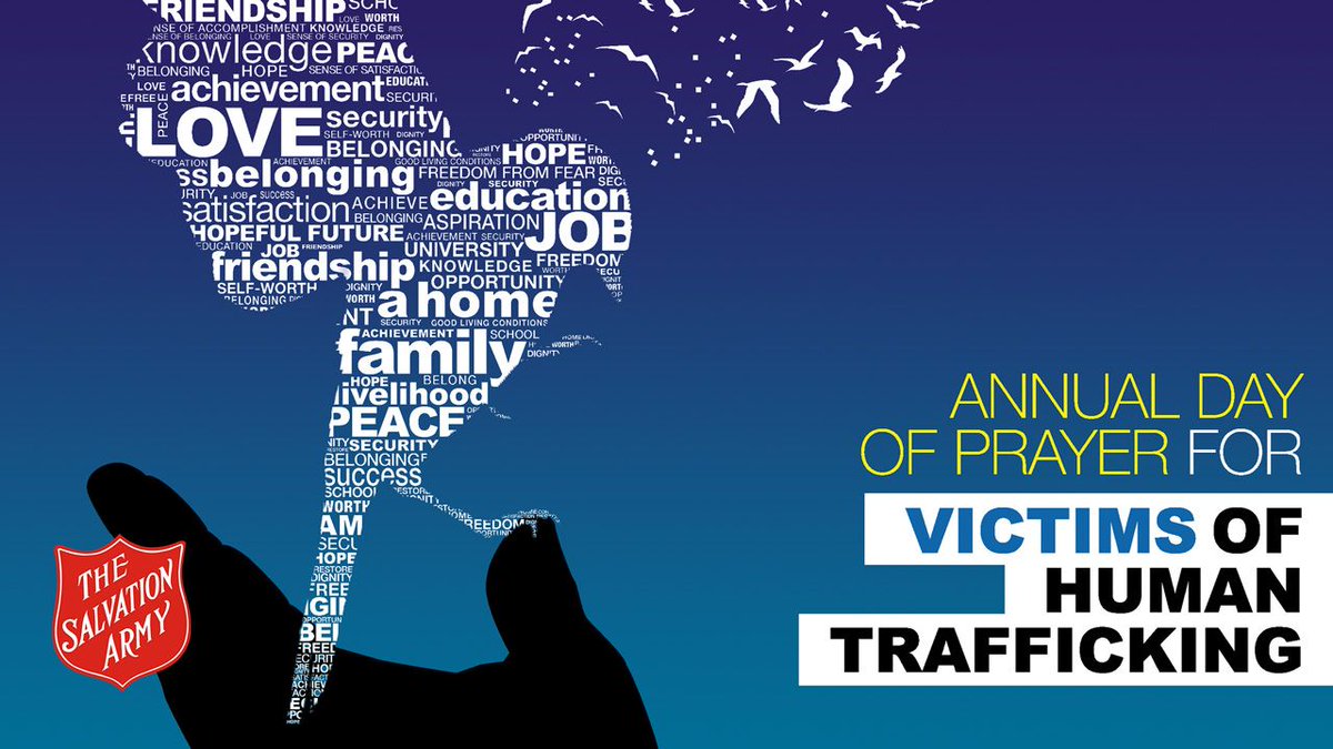 Tomorrow is The Salvation Army's Annual Day of Prayer for Victims of Human Trafficking.

What are you doing to take part?

Find resources, news and ideas at salvationarmy.org/ihq/antitraffi… – it's not too late to be involved!