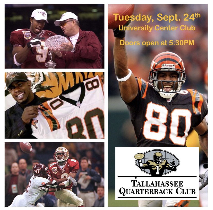 QuinnfiniteBS's tweet photo. Meet &amp; Hear Peter Warrick Unplugged!  At the University Center Club, Tuesday Sept. 24th @ 6pm
Peter was one of the greatest to ever wear the Garnet &amp; Gold!  Get your tickets @ https://t.co/s2BlCV5Ufp   Use coupon code Pdub80 for $25 off !!   #QBCLUBLIFE #GETINTHEGAMEGETINTHECLUB https://t.co/b8nk7SnIgM