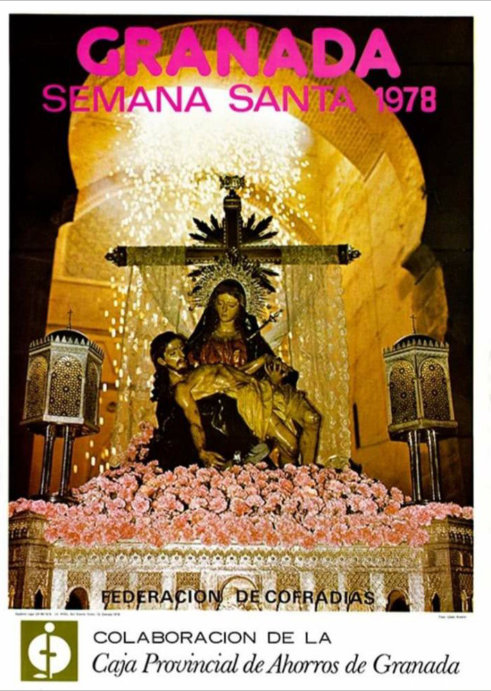 #CarteleríaCofradeGranadina

En el año 1978, Nuestra Señora de las Angustias Coronada de Santa María de la Alhambra, a su paso por la Puerta de la Justicia, anunciaba la Semana Santa de Granada.

Autor: López Bracero.
Litografía: Anel.
Tamaño: 70 x 50 cm.

<a href="/Hdad_Alhambra/">Cofradía Alhambra</a>