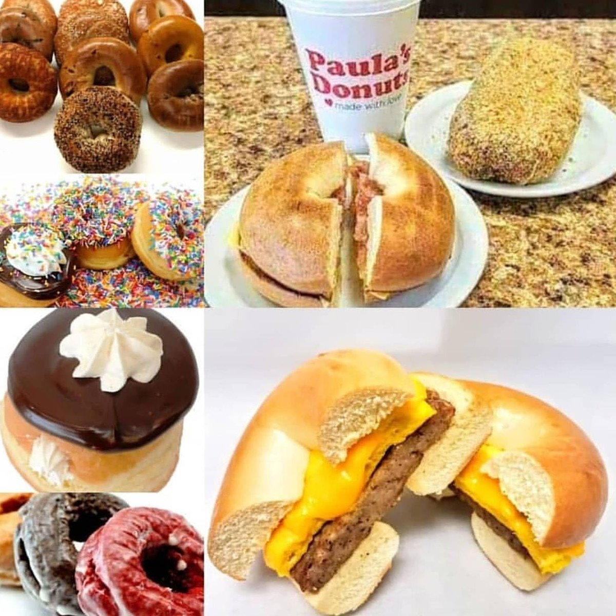 PaulasDonuts's tweet photo. Saturday morning breakfast 😊🍩☕😍

 #coffee #icedcoffee #pumpkindonut #strawberry #coffeeanddonuts #raspberry #lemon #keylime #chocolate #chocolatecream #RedVelvet #bagelsandwich #bagel #tea #smoothie #strawberrybanana #Saturday #saturdayfun #saturdaymorning https://t.co/jANYikWy4o