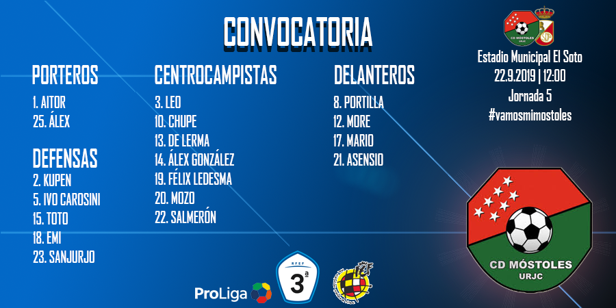 CDMostoles's tweet photo. PRIMER EQUIPO | Convocatoria https://t.co/6AIGFuDuHd