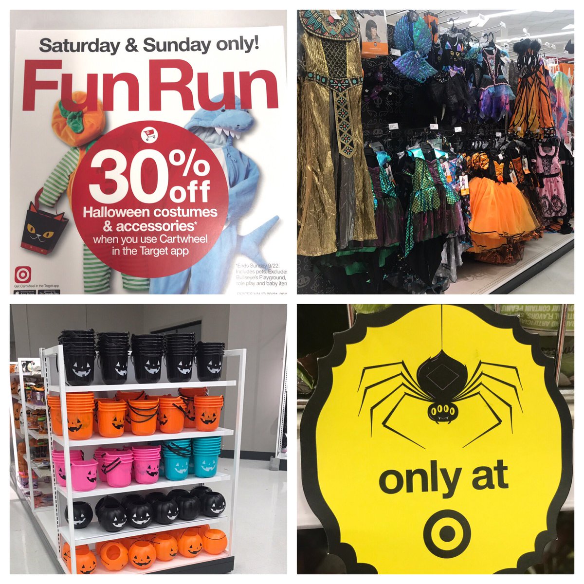 RoslyndGaskins's tweet photo. Today and tomorrow tomorrow only stop by 1269. 30% off Halloween costumes and Accessories when you use the cartwheel app! #targetfunrun https://t.co/Ustp7AuvIP