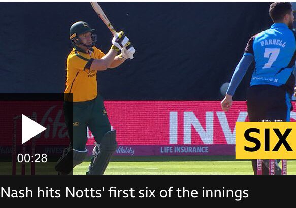 bbctms's tweet photo. Halfway point in the Notts run chase.
83/1 after 10 overs chasing 148.
🎧Commentary continues on 5 Live Sports Extra.
🎥 Video highlights https://t.co/ocWjRPeLPa & @BBCSport App.
#bbccricket #TMSt20 #T20Blast https://t.co/rW6JKq3wkU