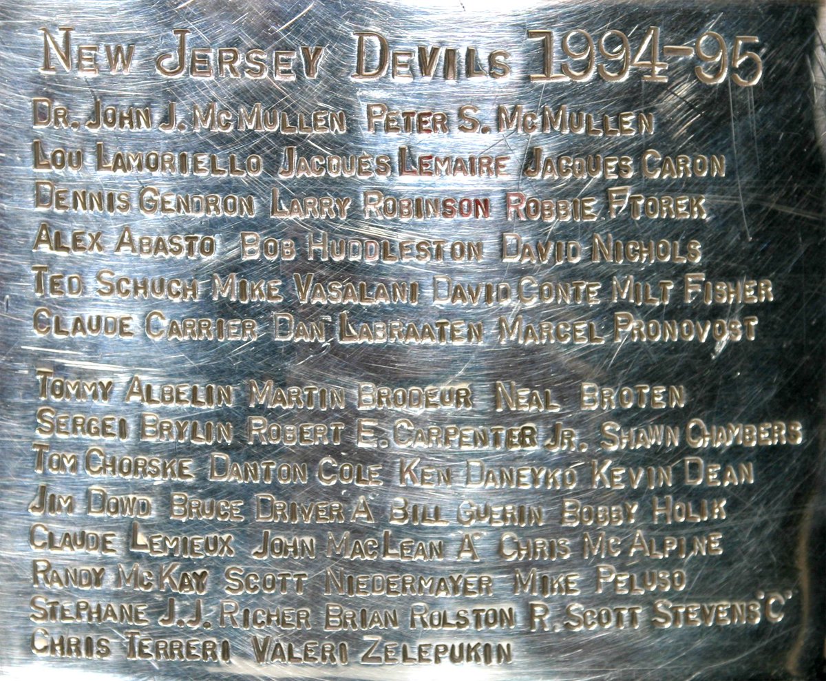 DailyNJTrivia's tweet image. After winning in 1995, the @NJDevils were the first @NHL team to give their players a day with the @StanleyCup, a tradition that lives on with each Cup winner since. Fact!