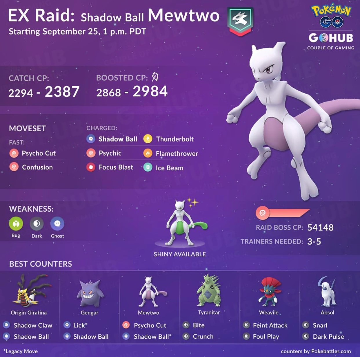 100%IVPOKEMONGO🎊 on X: Best Shadow Ball Mewtwo Counters https