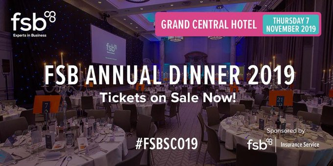 PEARLSPetCare's tweet photo. Give @FSB_Scotland a shoutout if you and a few friends are coming to our Annual Dinner #Glasgow @GrandCentralGLA #OneFSB #FSBSCO19 #BeMoreFSB Tickets are limited!
Buy soon for you and your guests for Thurs.7th.Nov. https://t.co/nu75OVAU4s