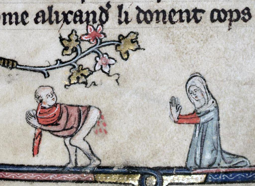 Some butts are quite mean(Bodleian Library, MS Bodl. 264, f. 56r; BL, MS Add 49622, f. 102v) #MedievalTwitter