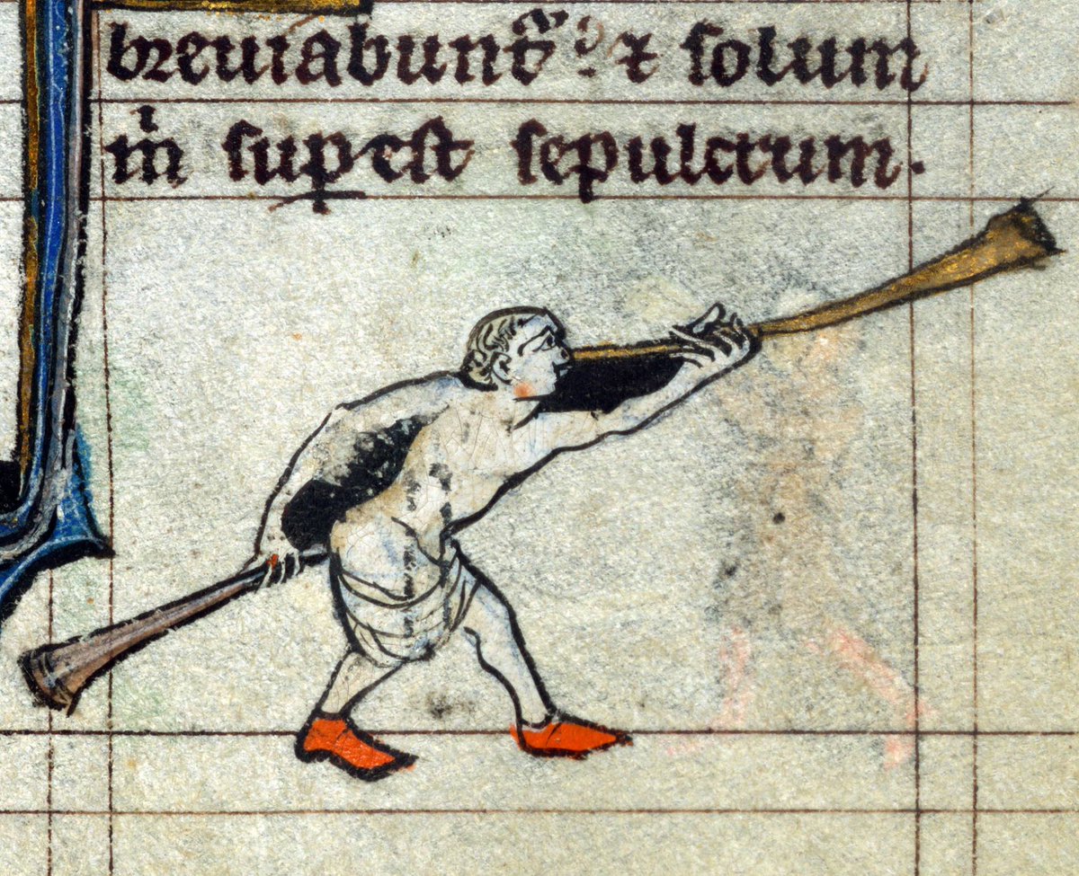 Some butts toot a tune. (Beinecke Rare Book and Manuscript Library, MS 404, fol. 134r; Boulogne-sur-Mer, Bibliothèque municipale, MS 131, f. 202; BL, MS Stowe 17, f. 153v" "Baltimore, The Walters Art Museum, W.88, f. 157r) #MedievalTwitter