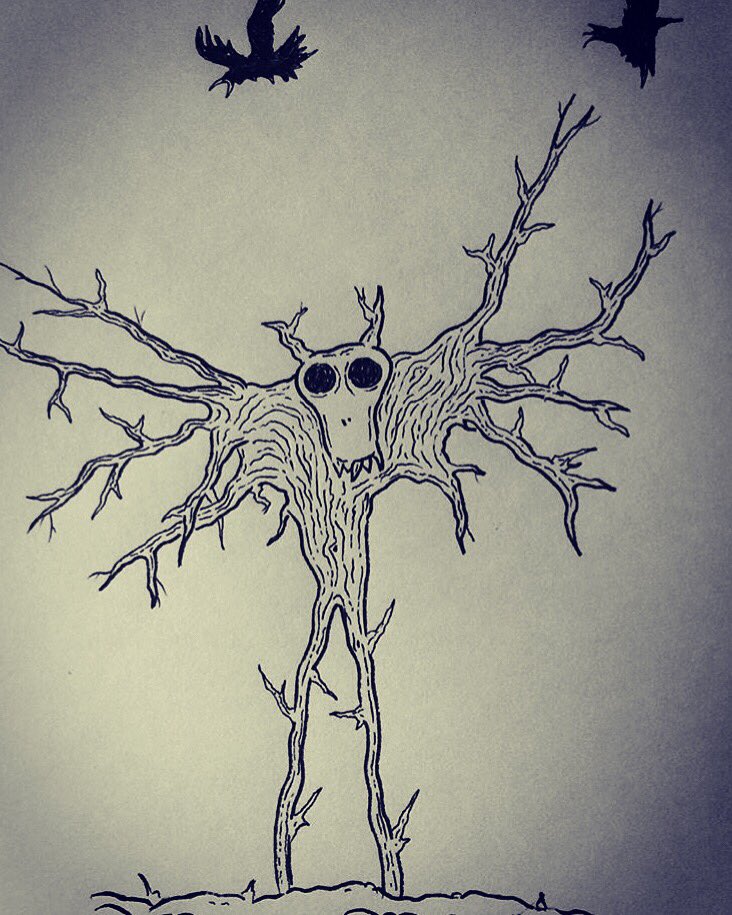 dr_marley's tweet photo. The Bwgan Brain, a scarecrow type of creature of Welsh lowlands #scarecrow #horror #welshmythology #bwganbrain #creepy #spooky #art #illustration https://t.co/EKmQjzuzEs
