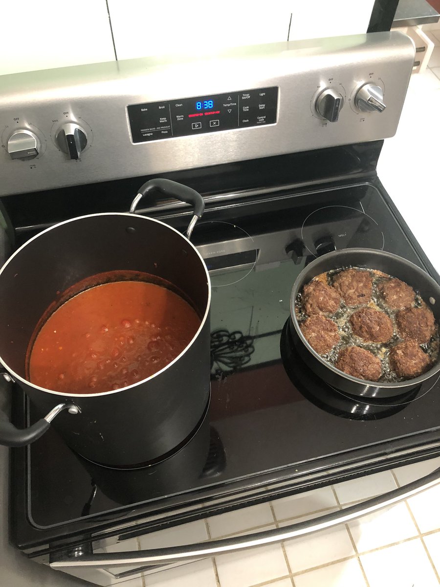 Cooking for a dozen folks means getting up the day before at 6am to make sauce and fry meatballs #italians #italianlife