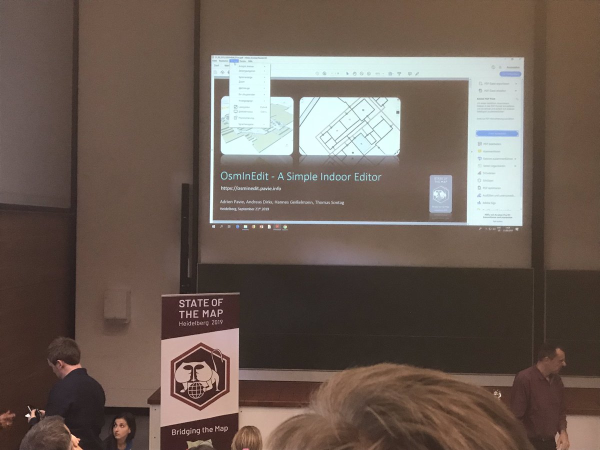 bbilloud's tweet photo. LT #SotM2019 @PanierAvide talking about #OsmInEdit : #Openstreetmap indoor #mapping tool at State of the map Heidelberg and also #OpenLevelUp #OpenStationMap... and some work with #SNCF train stations https://t.co/JZNP0ODwrJ
