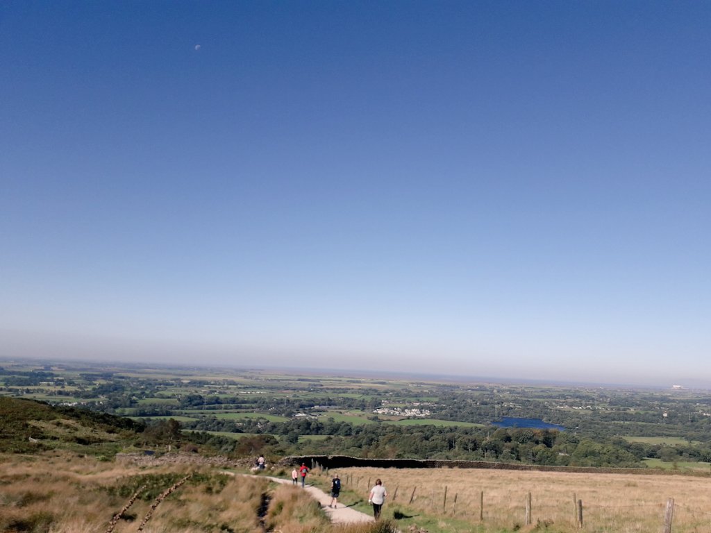 Great walk from #scorton up to #nickynook .stunning day - even a clear view of the moon! Perfectly finished with a sausage sandwich!
