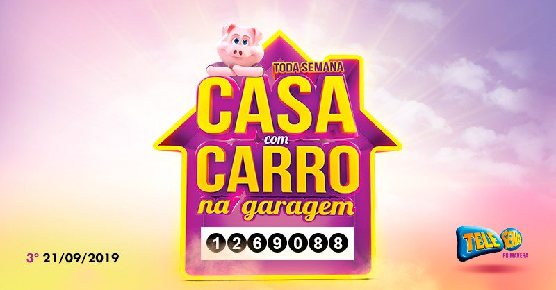 telesenaoficial's tweet photo. Sonhe mais alto com a Tele Sena de Primavera. Confira o resultado do Prêmio Casa com Carro na garagem, será que você não é o ganhador? Essa pode ser sua chance de mudar de vida, pegue sua Tele Sena e confira.
#TeleSena #CasacomCarronaGaragem #MudedeVida https://t.co/0Jj7rswI4K