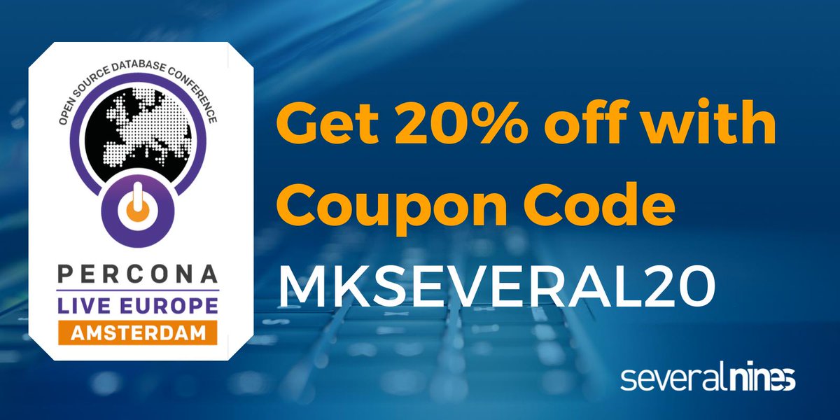 severalnines's tweet image. Thinking of attending @Percona Live Europe this month in Amsterdam? Here’s a coupon code for 20% off admission #PerconaLive #DatabaseConference ow.ly/Ww9p50wgucx