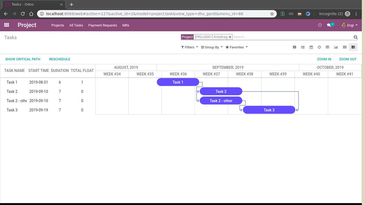 Odoo 9 Gantt Chart